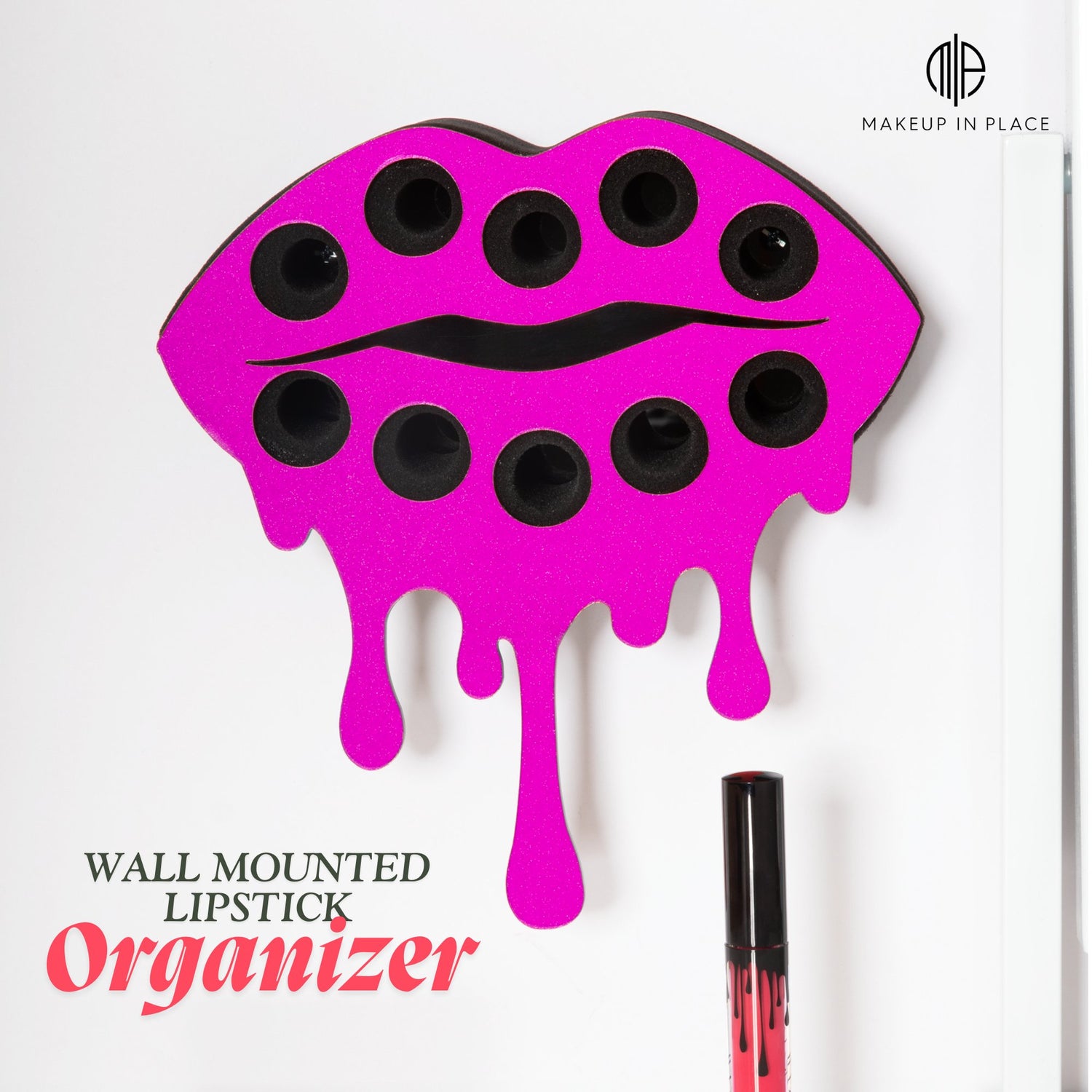 Fearless Collection Red Mirror Lip Lipstick Organizer Lipgloss Holder 10 holes