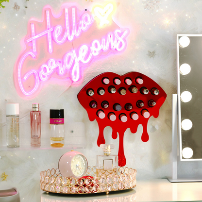 Adventurous Mirror Red Lip Lipstick & Lipgloss Holder / Organizer - 22 Holes