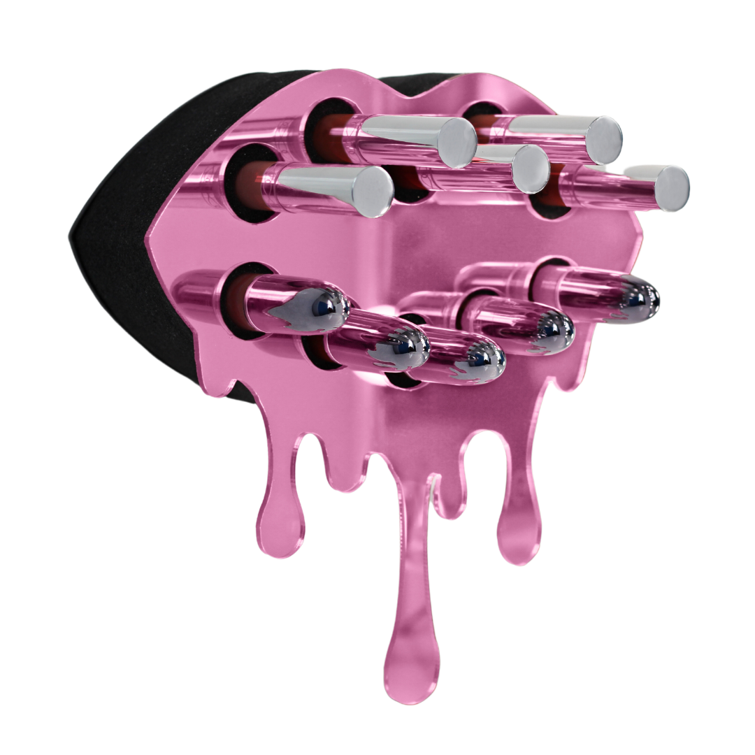CLOSEOUT Fearless Mirror Pink Lip Lipstick & Lipgloss Holder / Organizer - 10 Holes