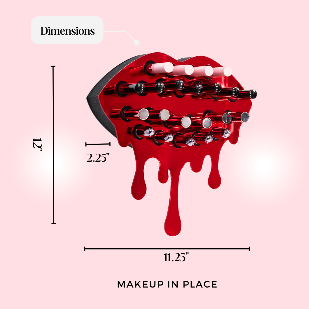 NEW- Adventurous Mirror Red Lip Lipstick & Lipgloss Holder / Organizer - 22 Holes