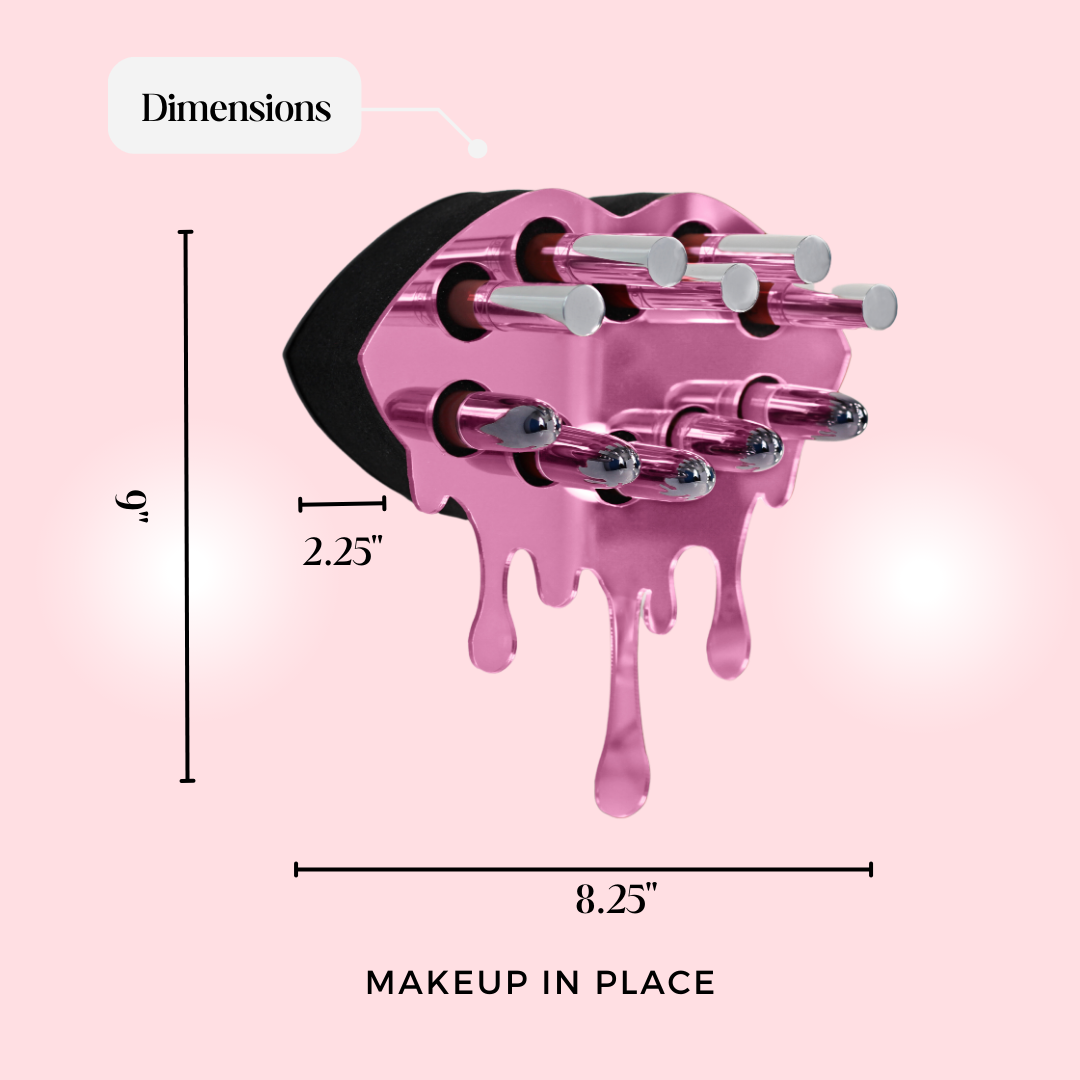 NEW Fearless Mirror Pink Lip Lipstick & Lipgloss Holder / Organizer - 10 Holes
