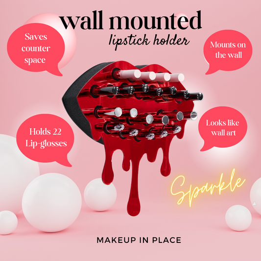 Adventurous Mirror Red Lip Lipstick & Lipgloss Holder / Organizer - 22 Holes