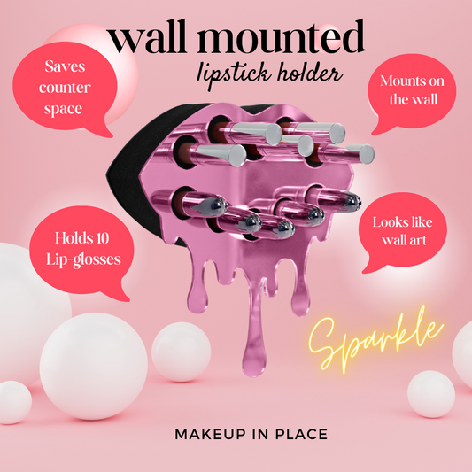 CLOSEOUT Fearless Mirror Pink Lip Lipstick & Lipgloss Holder / Organizer - 10 Holes