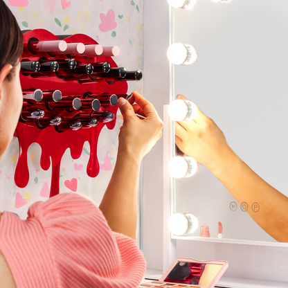 Adventurous Mirror Red Lip Lipstick & Lipgloss Holder / Organizer - 22 Holes