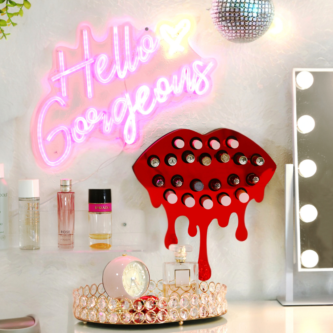 Adventurous Mirror Red Lip Lipstick & Lipgloss Holder / Organizer - 22 Holes