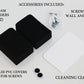 Mounting Hardware included with every Ultra Makeup Organizer Purchase. Accessories include necessary screws and wall anchors, two removable and optional foam dividers, solid pvc covers for screws, and a specialized cleaning cloth.