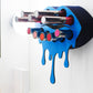 Small Lip Design Lipstick Organizer holding 10 lipsticks mounted on the wall with lipstick easily accessible and organized. Hanging Lipstick Holder that looks like wall art.