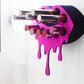 Black Small Lip Design Lipstick Organizer holding 10 lipsticks mounted on the wall with lipstick easily accessible and organized. Hanging Lipstick Holder that looks like wall art.